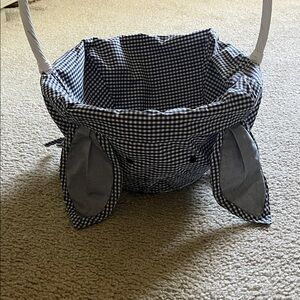 Pottery Barn Kids Navy and White Gingham Bunny Ear Basket